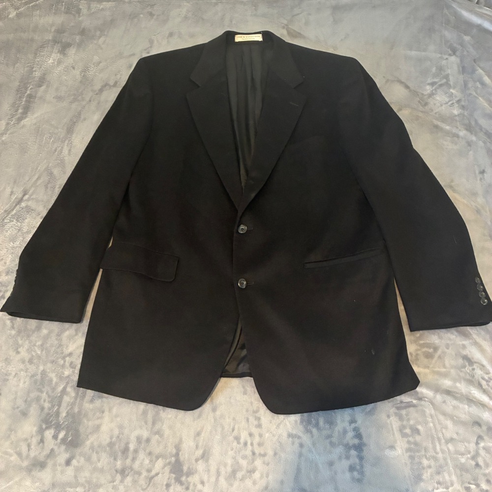 John W. Nordstrom Blazer Mens 46 Black Loro Piana 100% Cashmere Sport Coat